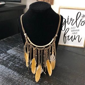 Beautiful Worn Gold Feathers Target Necklace!